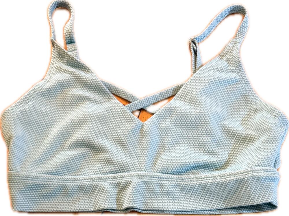 BCBG Paris Bikini Set Womens Size L Aqua Textured Bralette Top